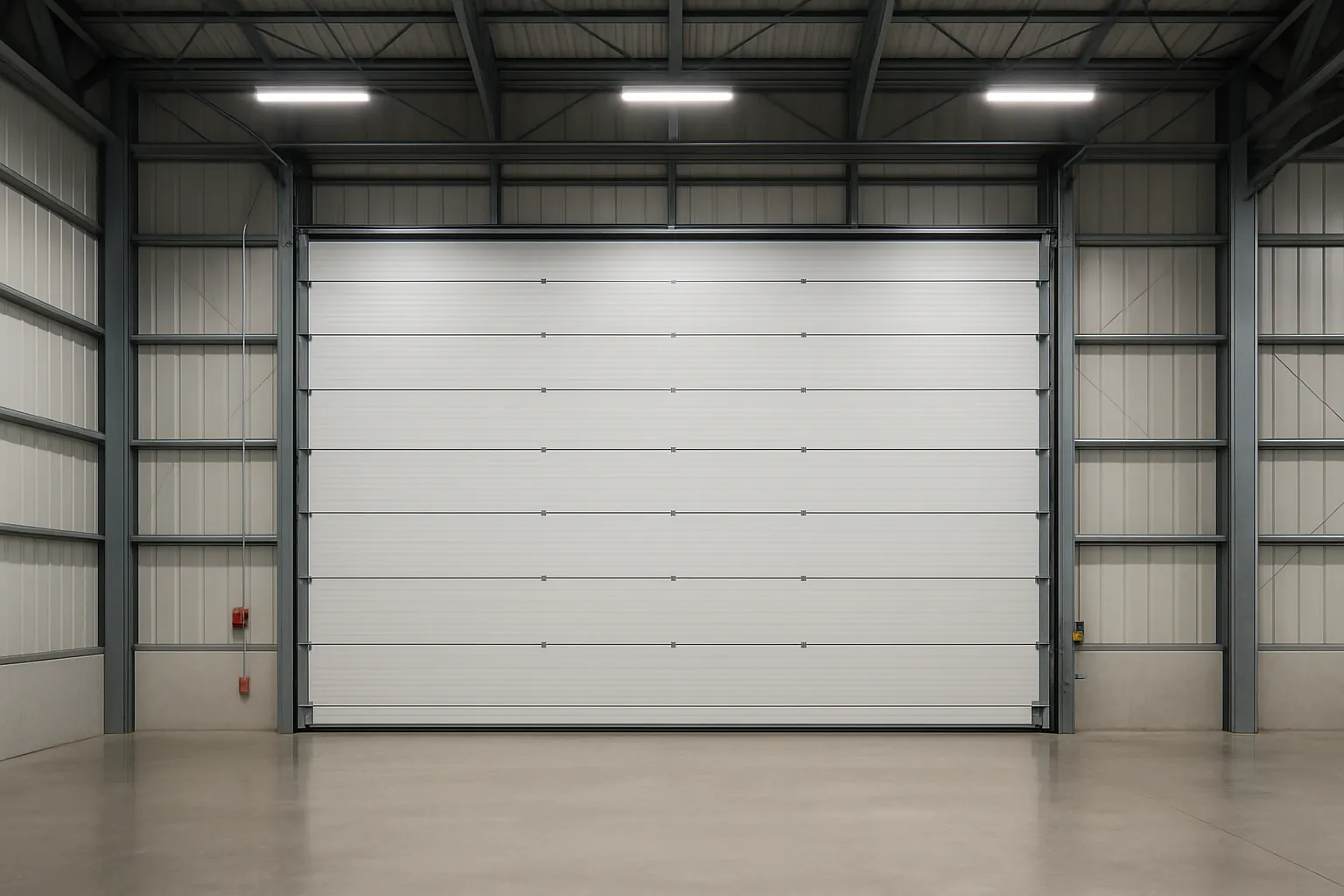 Industrial door with heavy-duty EPDM inflatable seals for dust and noise containment